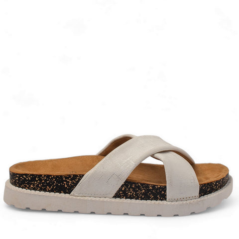 Women White Leather Slipper #2859