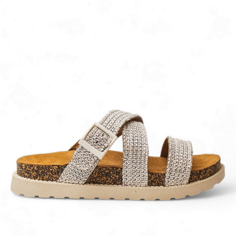 Women Silver Khesh Slipper #2867