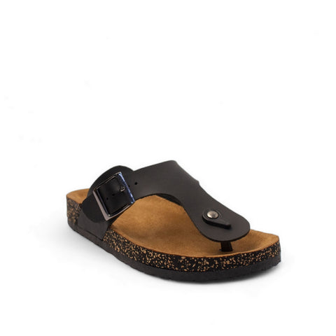 Women Black Leather Slipper #2871