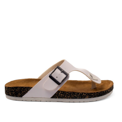 Women White Leather Slipper #2873