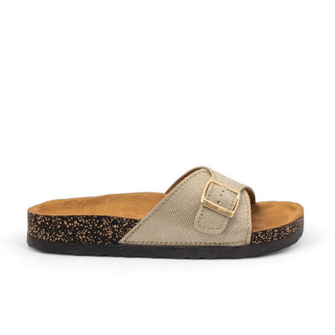 Women Gold Leather Slipper #2886