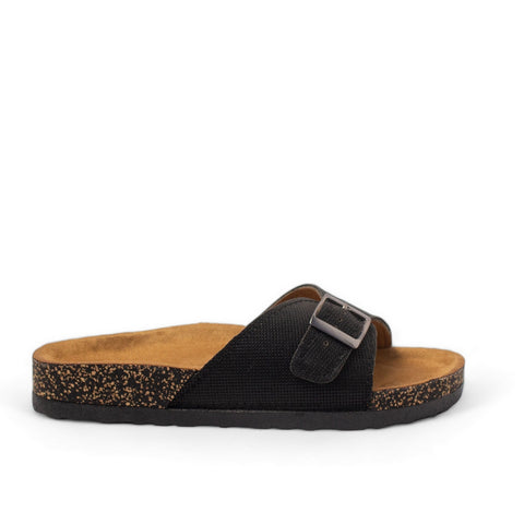 Women Black Leather Slipper #2887