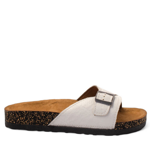 Women White Leather Slipper #2890