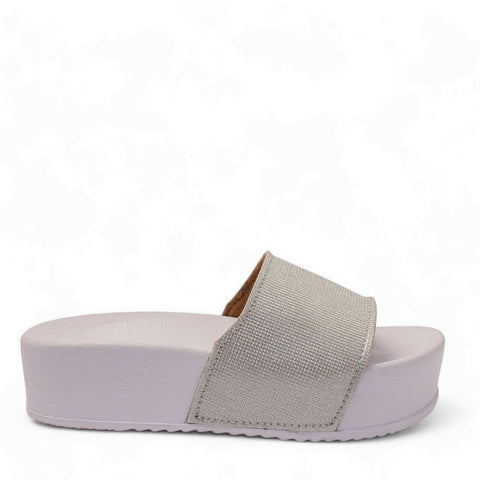 Women Silver Glitter Slipper #2899