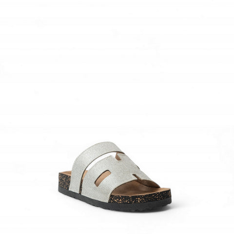 Women Silver Glitter Slipper #2903