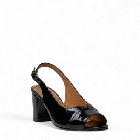 Women Black Vernis Leather Sandal #3082