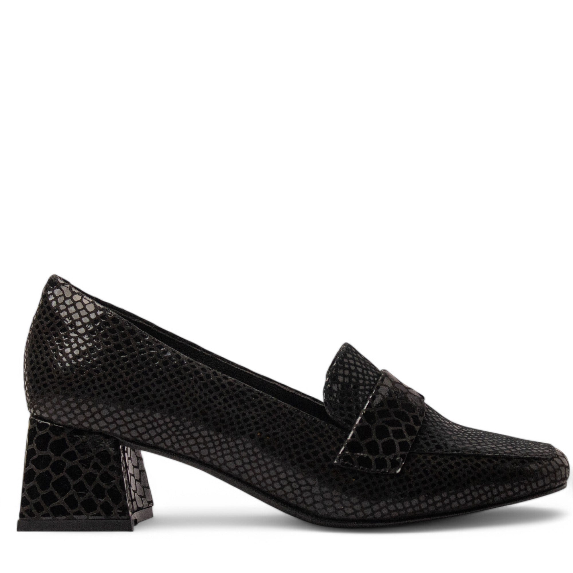 Women Black Leather Heels #3641
