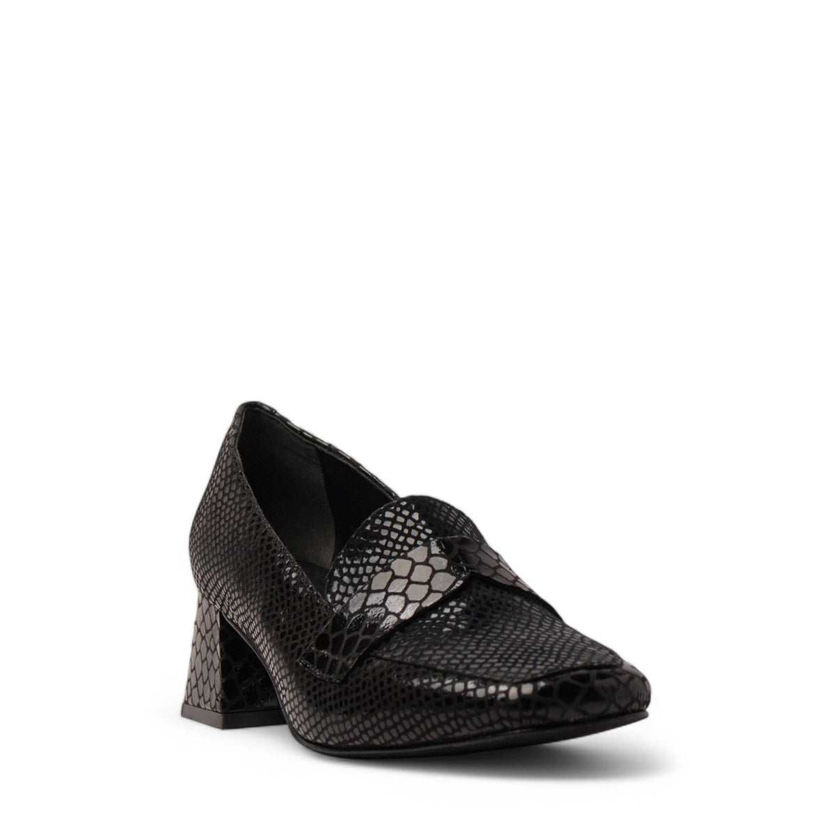 Women Black Leather Heels #3641