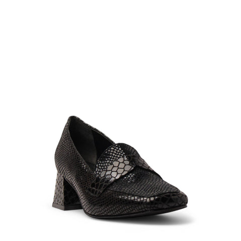 Women Black Leather Heels #3641