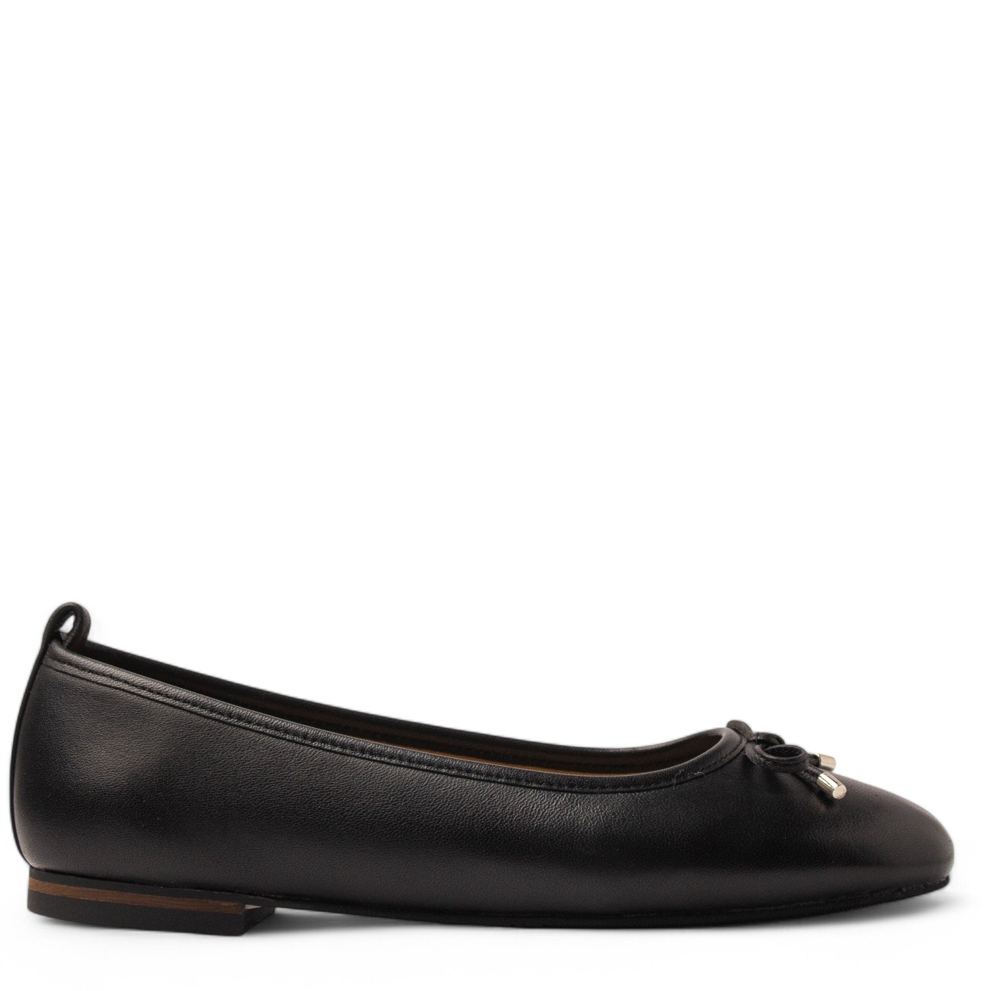 Women Black Leather Ballerina #3644