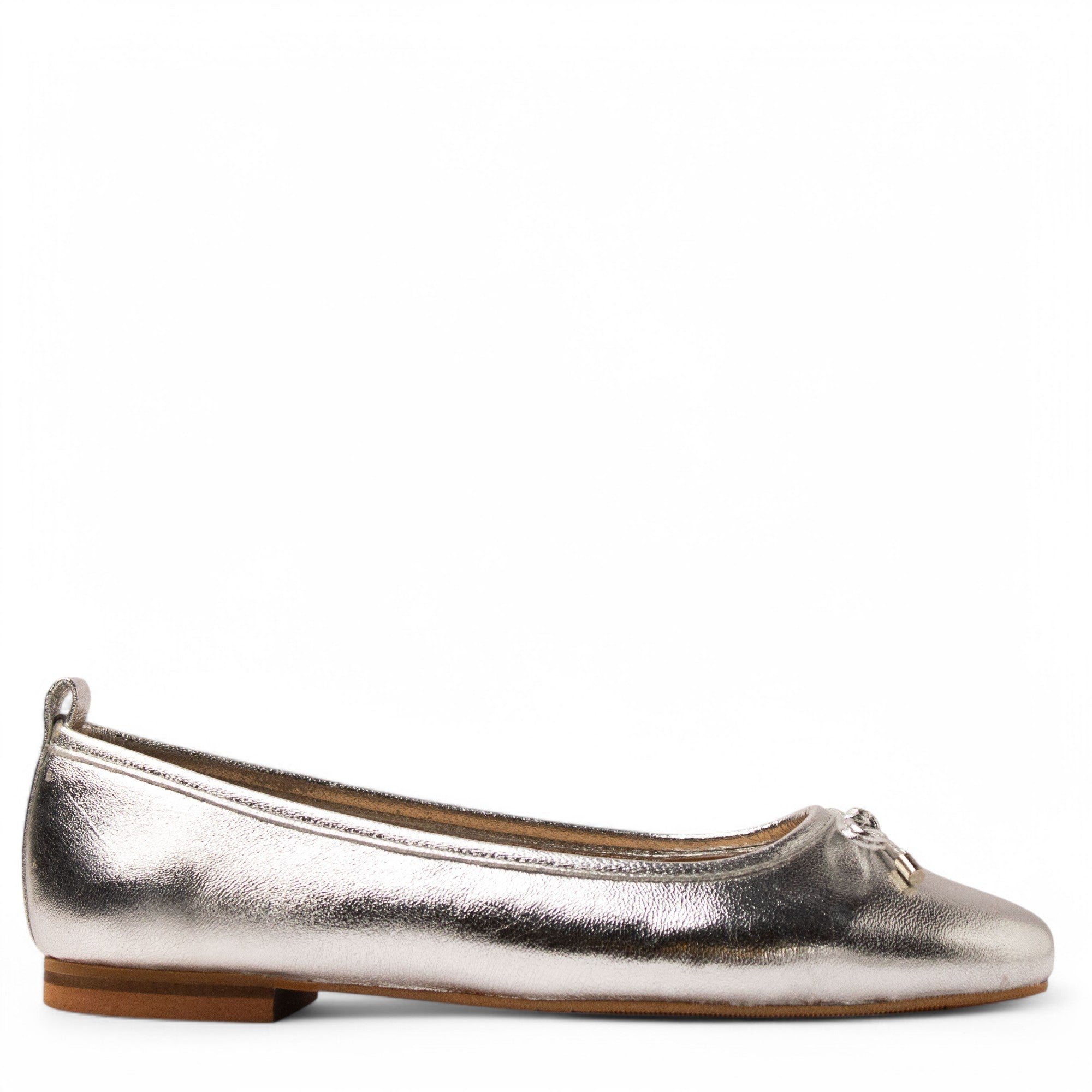 Women Silver Leather Ballerina #3645