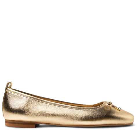 Women Gold Leather Ballerina #3647