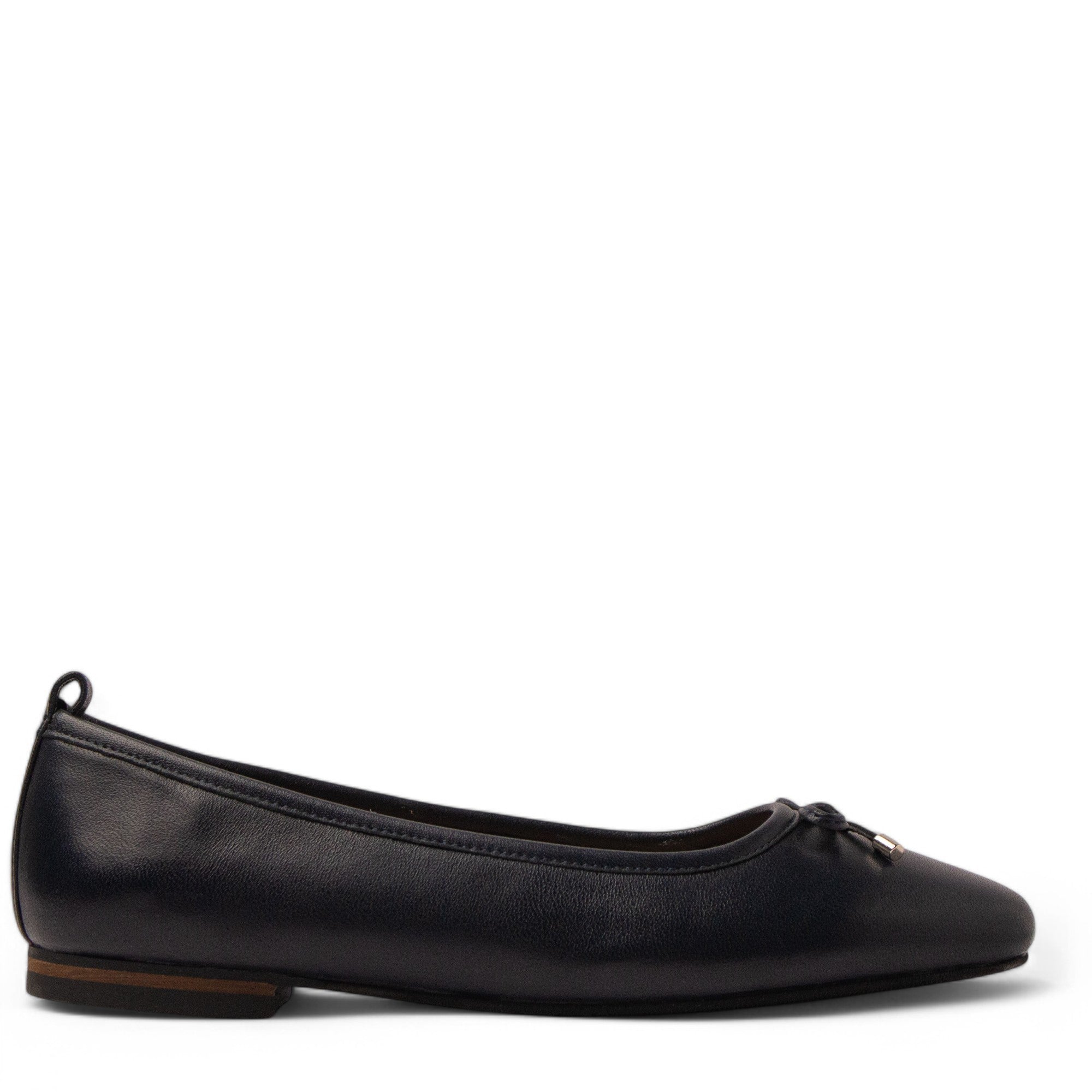 Women Navy Leather Ballerina #3649