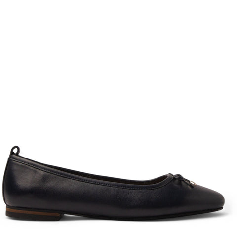 Women Navy Leather Ballerina #3649
