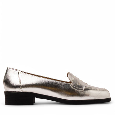 Women Silver Leather Shoe #3655