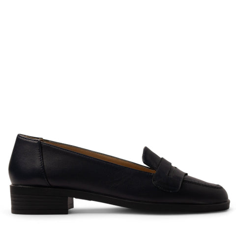 Women Navy Leather Shoe #3657