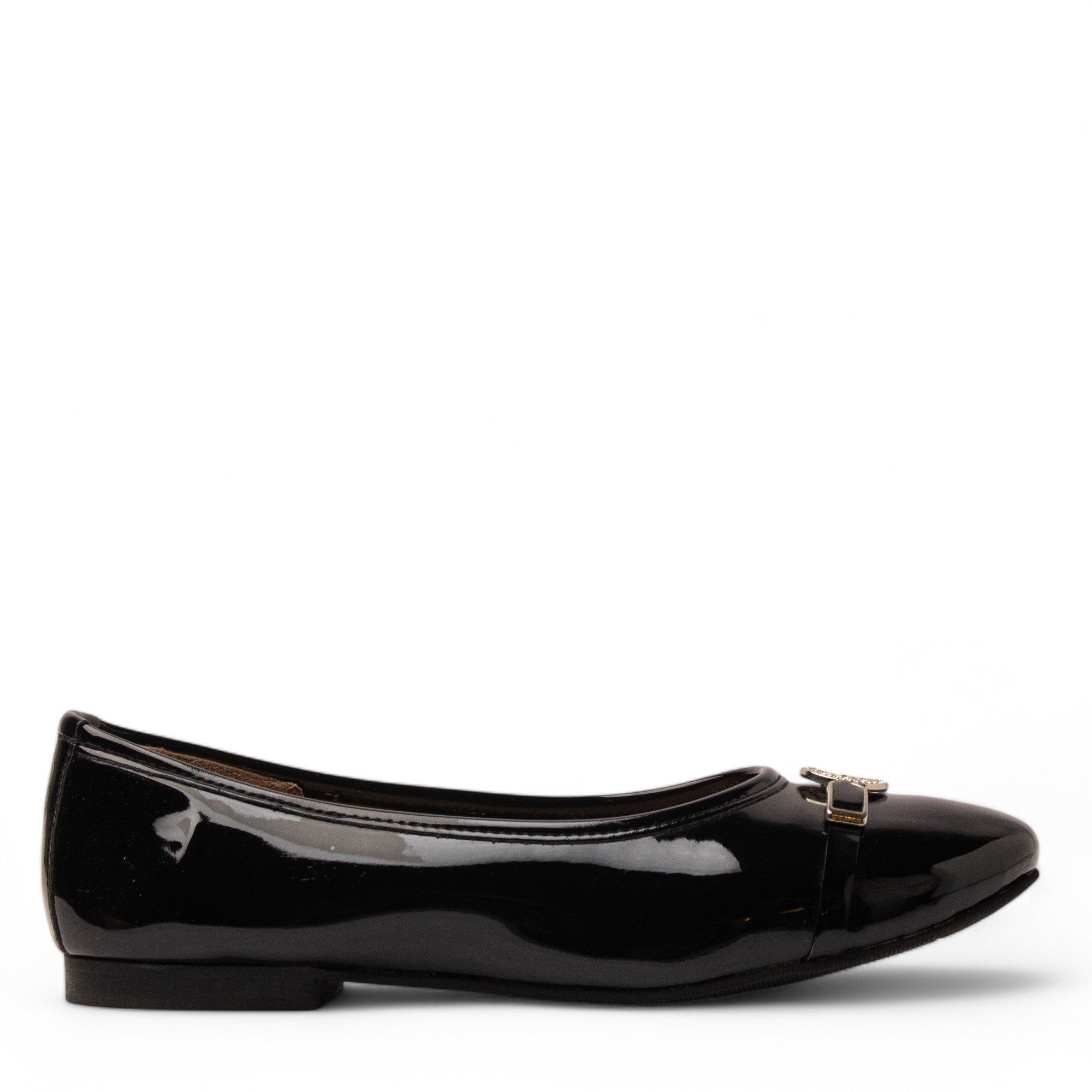 Women Black Vernis Leather Ballerina #3677
