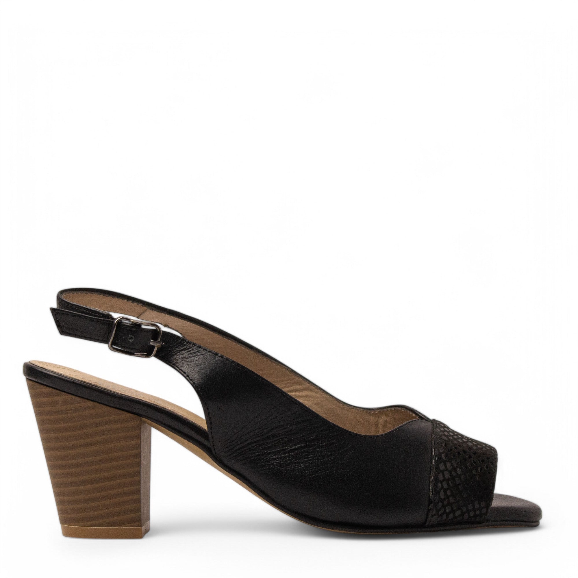 Women Black Leather Sandal #3697