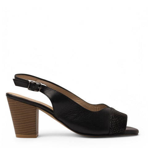 Women Black Leather Sandal #3697