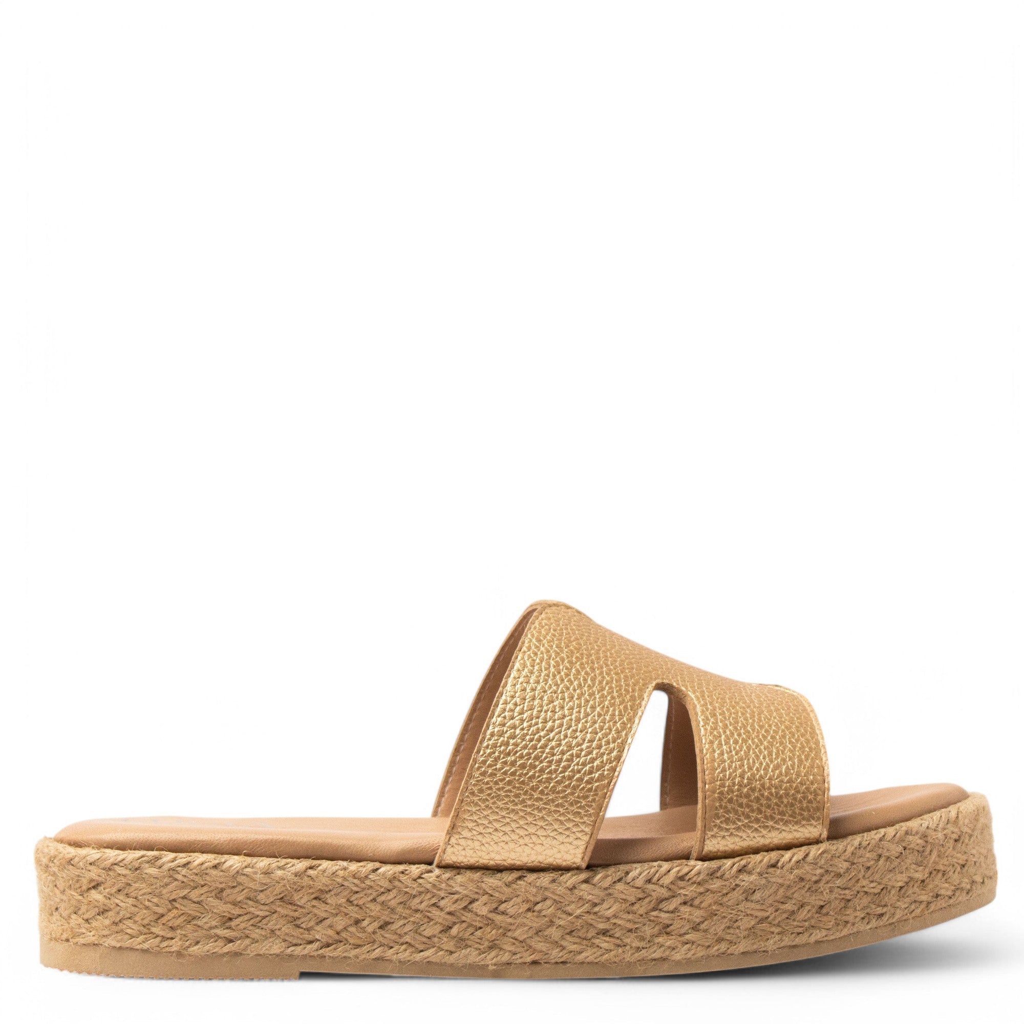 Women Gold Leather Slipper #3719