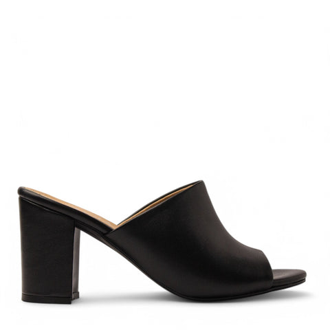 Women Black Leather Heels #3725