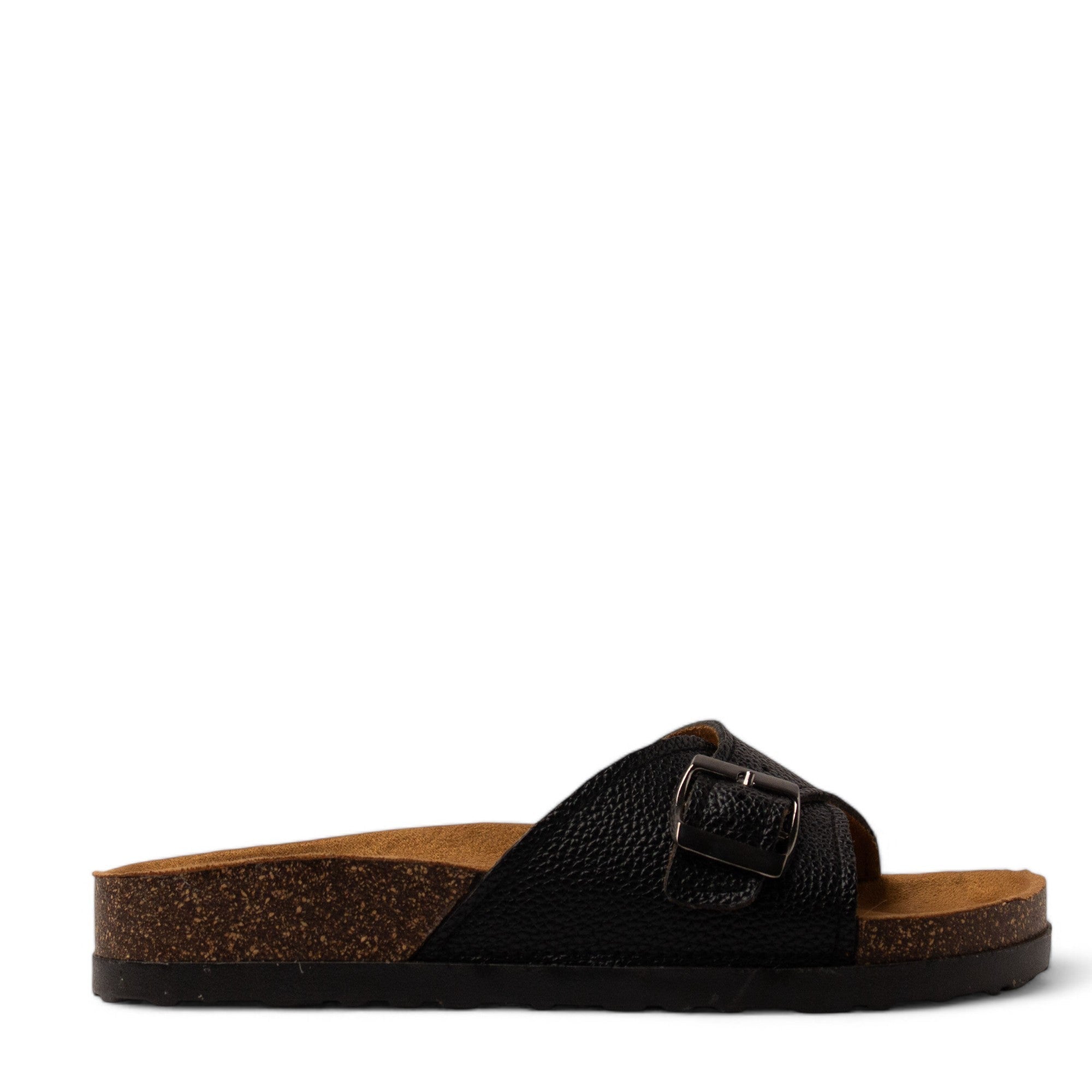 Women Black Leather Slipper #3742