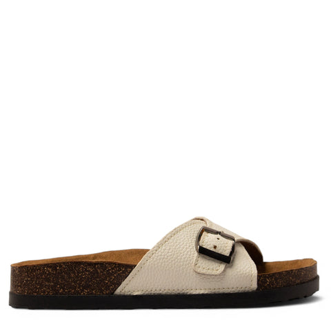 Women White Leather Slipper #3745