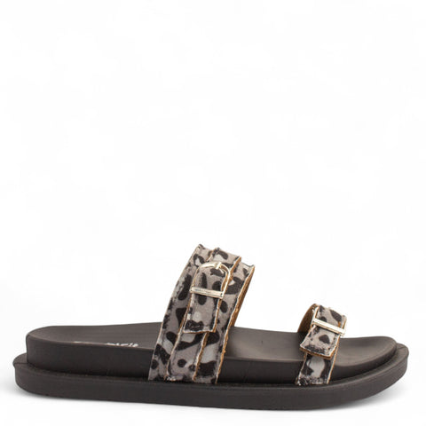 Women Grey Leather Slipper #3748
