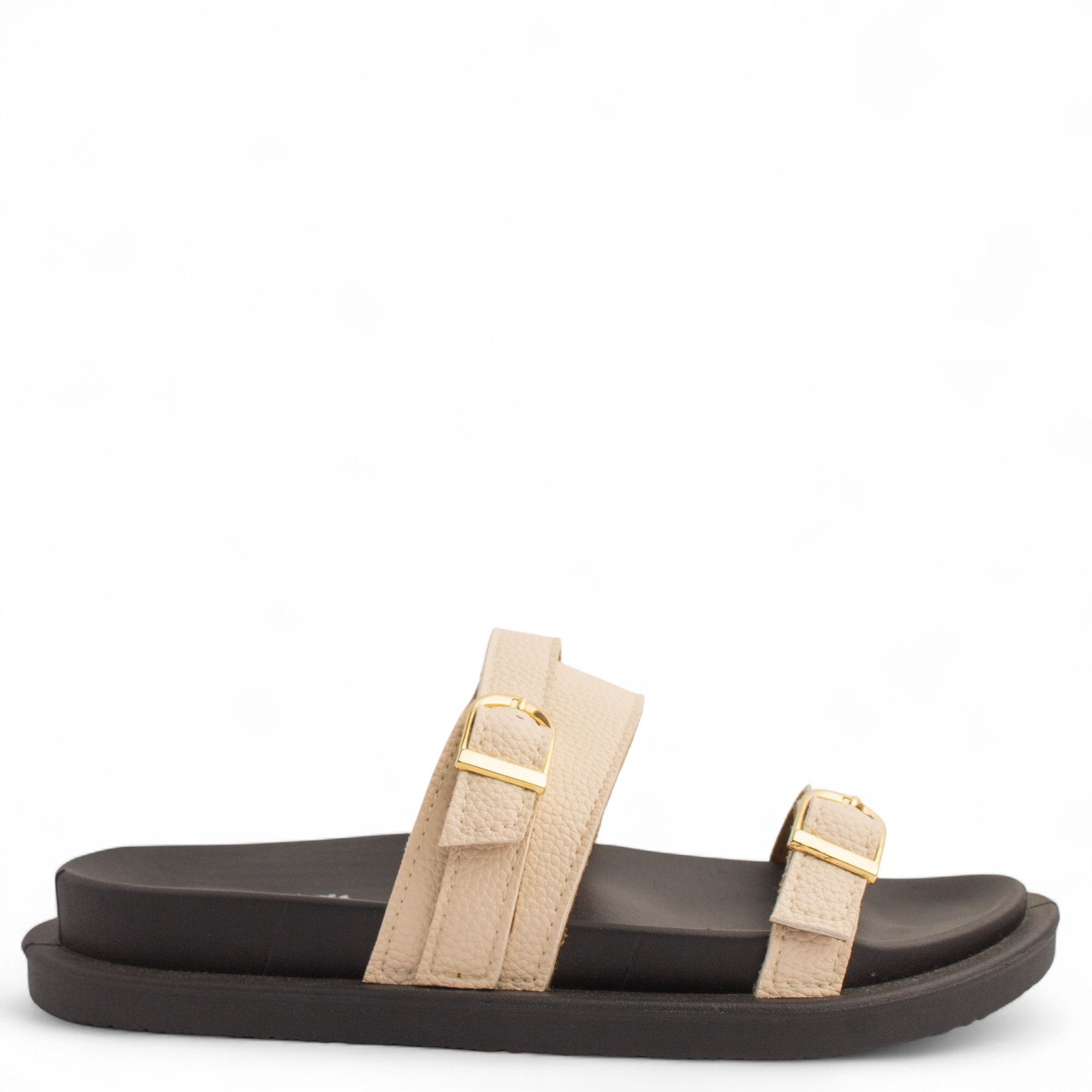 Women Beige Leather Slipper #3749