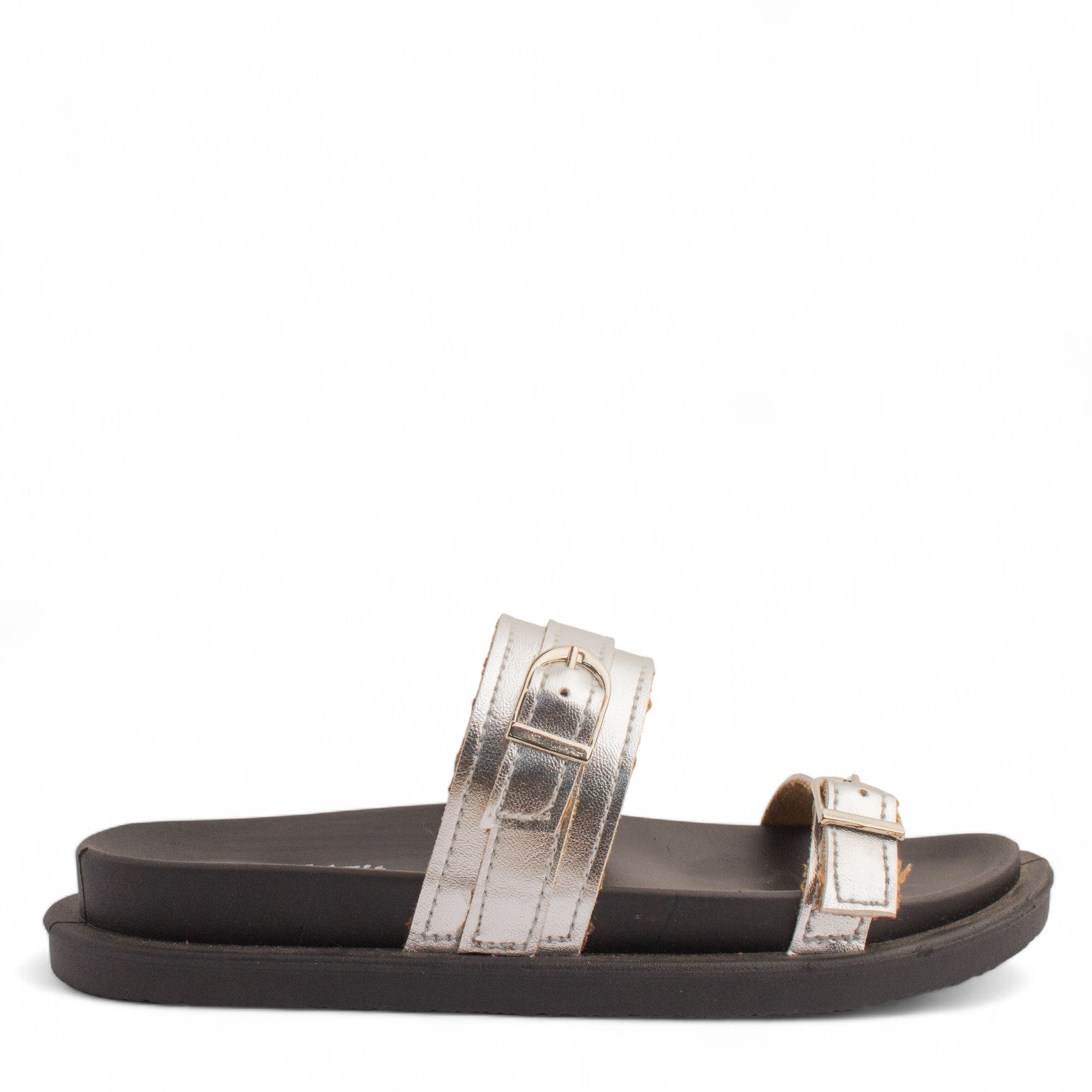 Women Silver Leather Slipper #3750