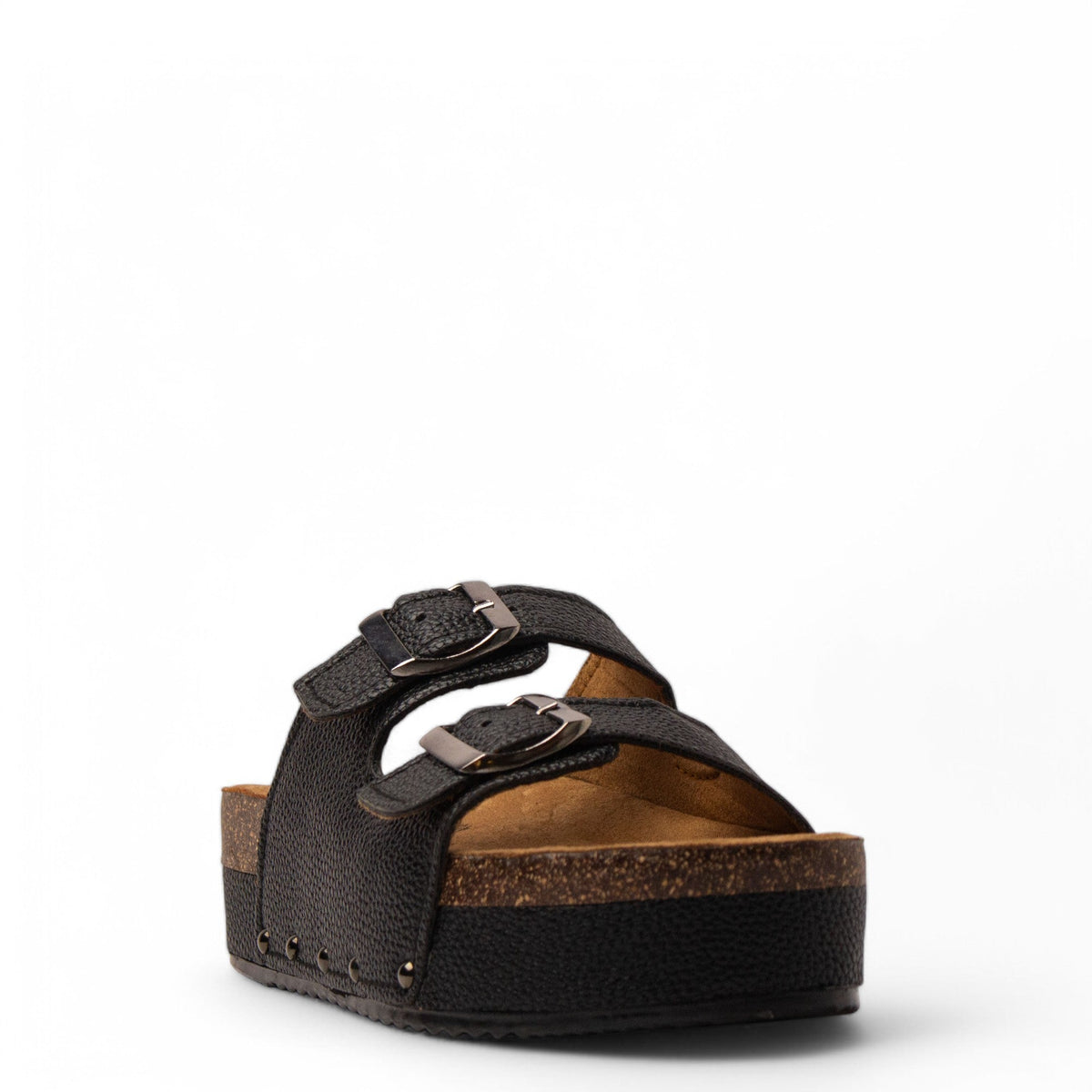 Women Black Leather Slipper #3757