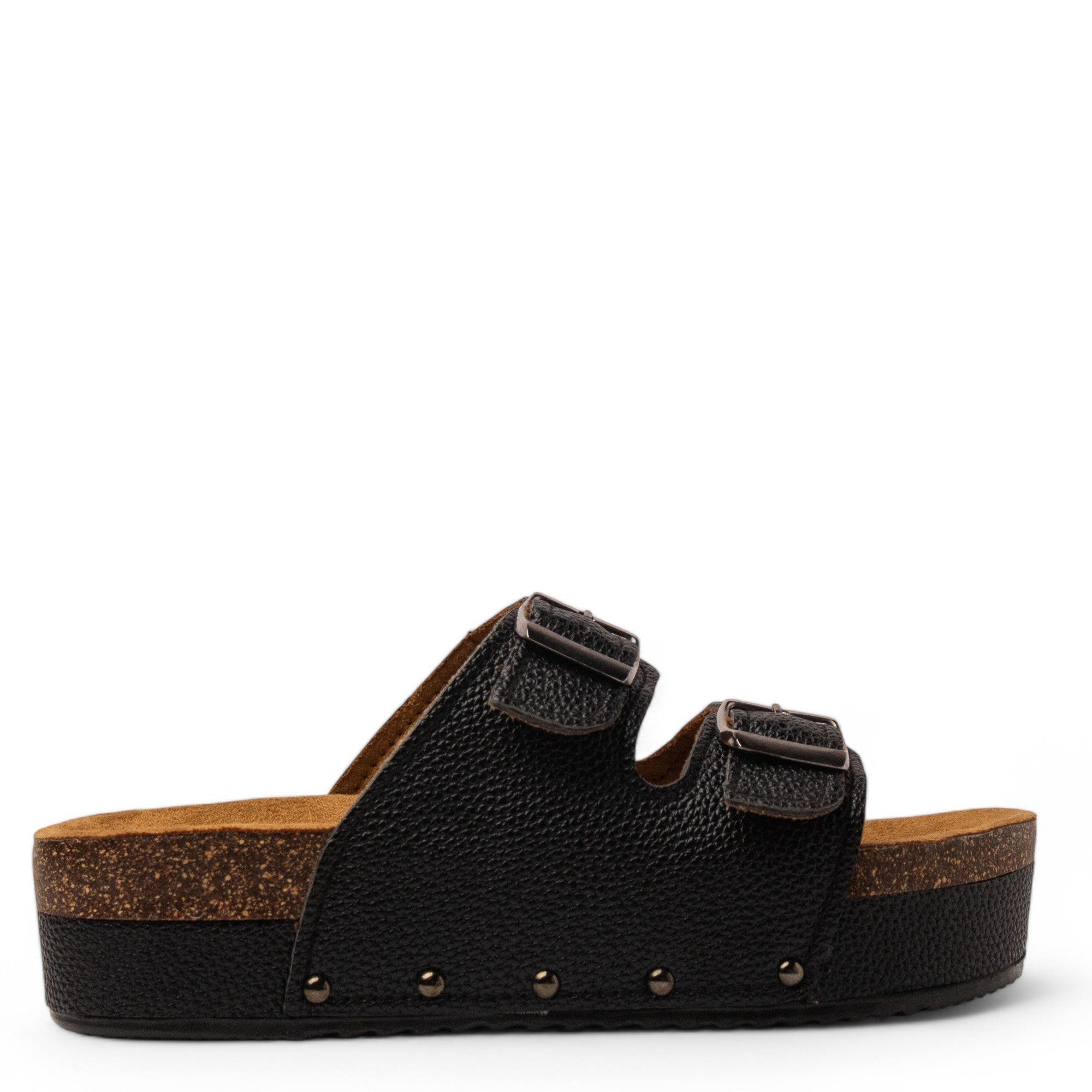 Women Black Leather Slipper #3757
