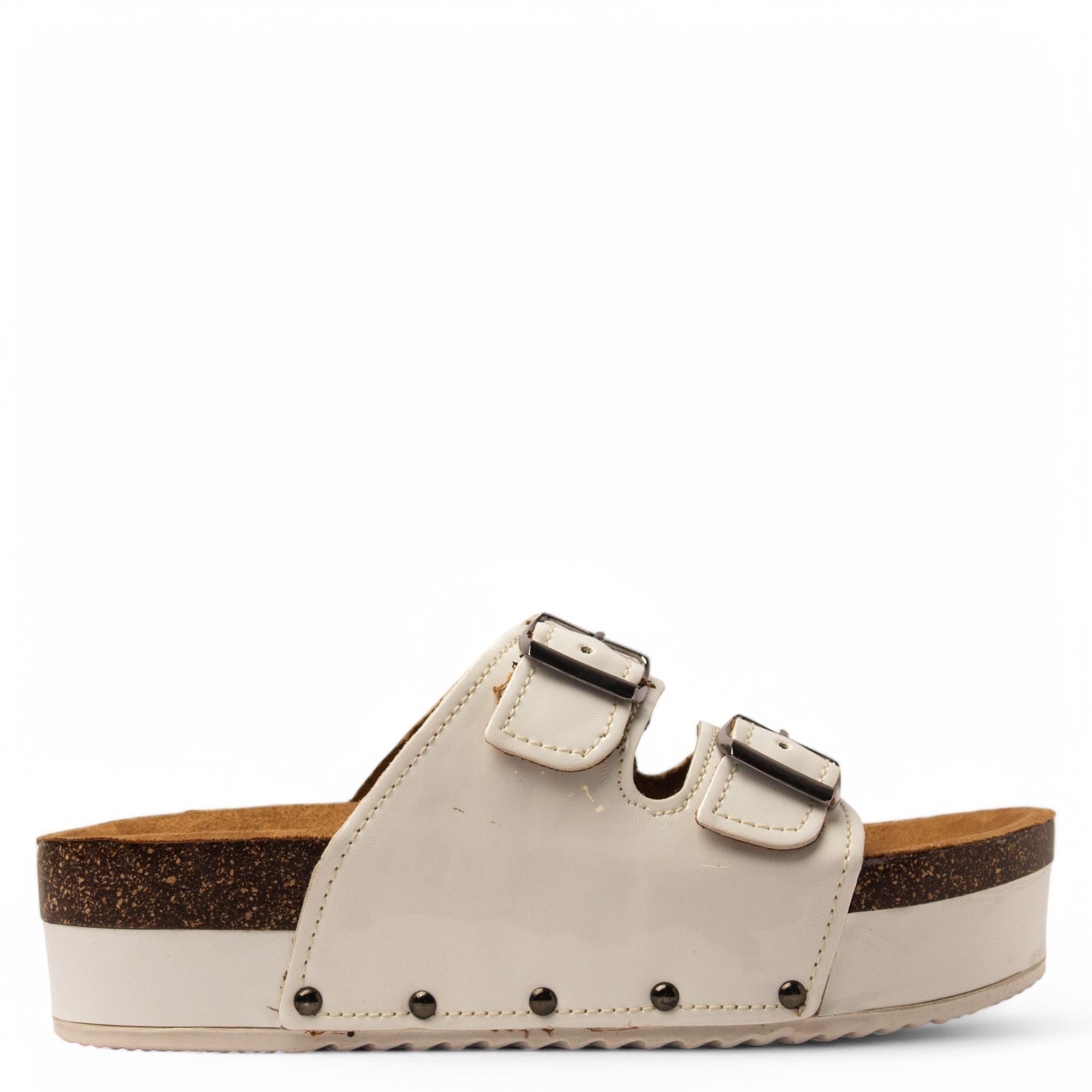 Women White Vernis Leather Slipper #3761