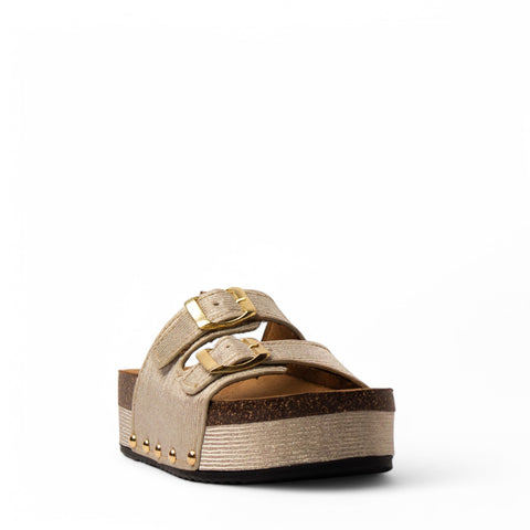 Women Gold Glitter Slipper #3765