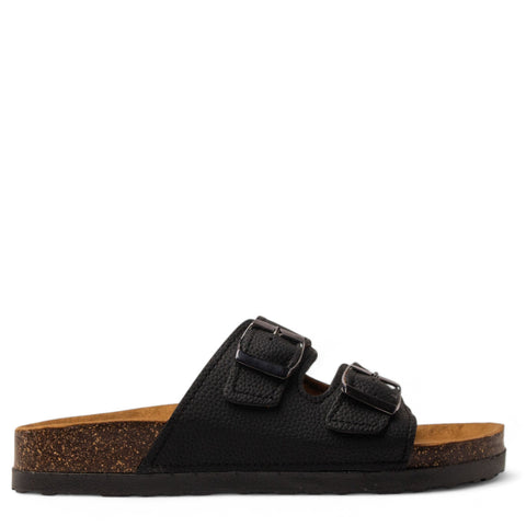 Women Black Leather Slipper #3779