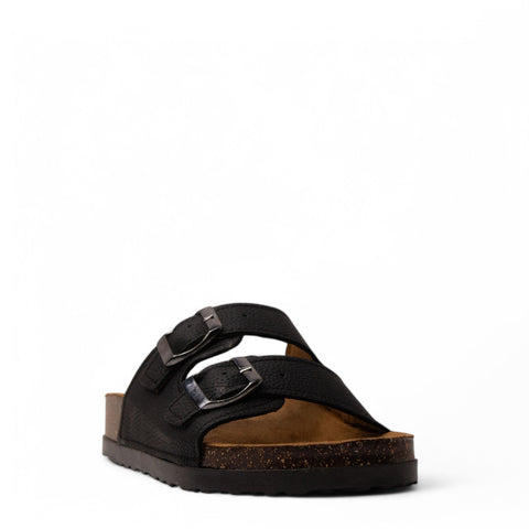 Women Black Leather Slipper #3779