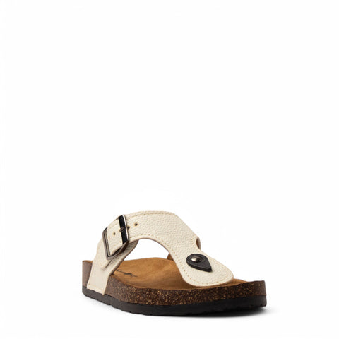 Women White Leather Slipper #3791
