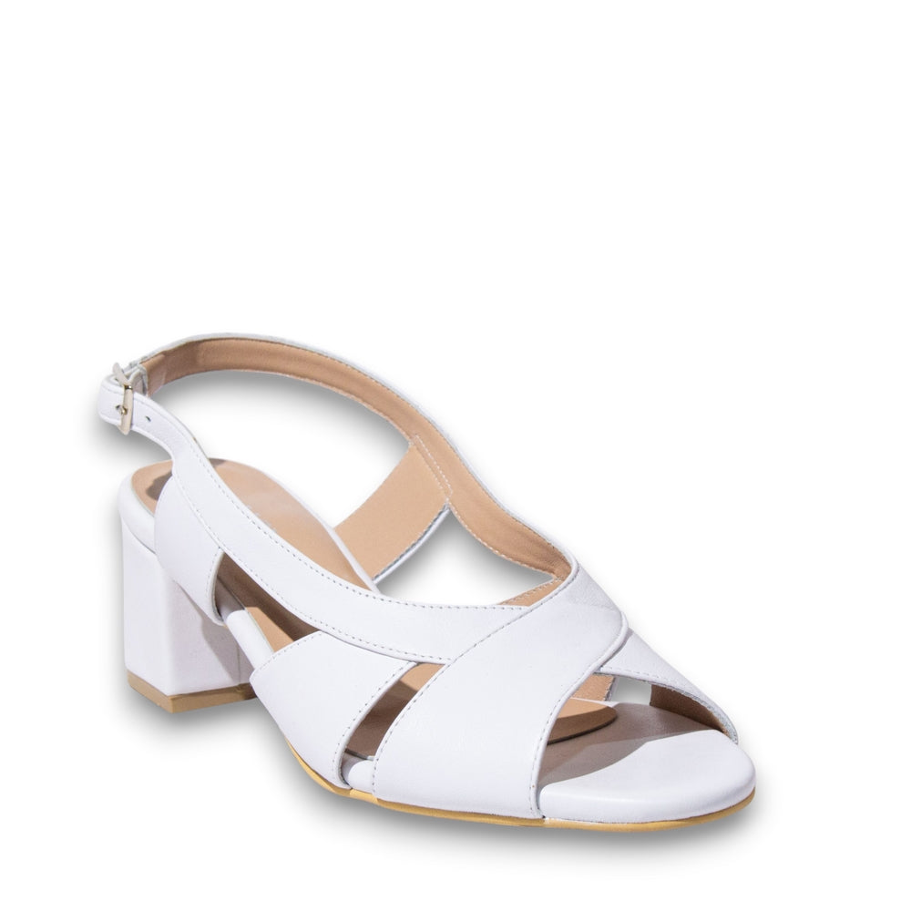 Women White Leather Sandal #3800