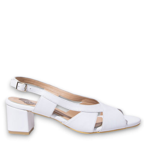 Women White Leather Sandal #3800