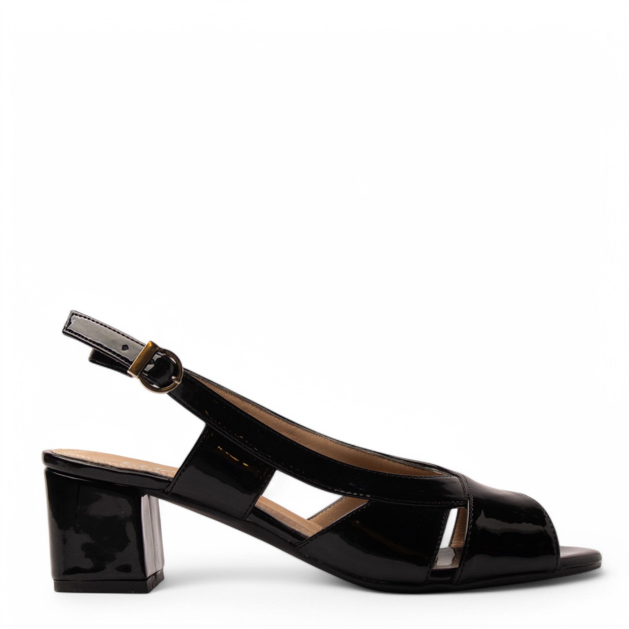 Women Black Vernis Leather Sandal #3801