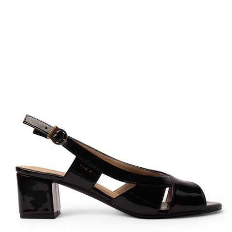 Women Black Vernis Leather Sandal #3801