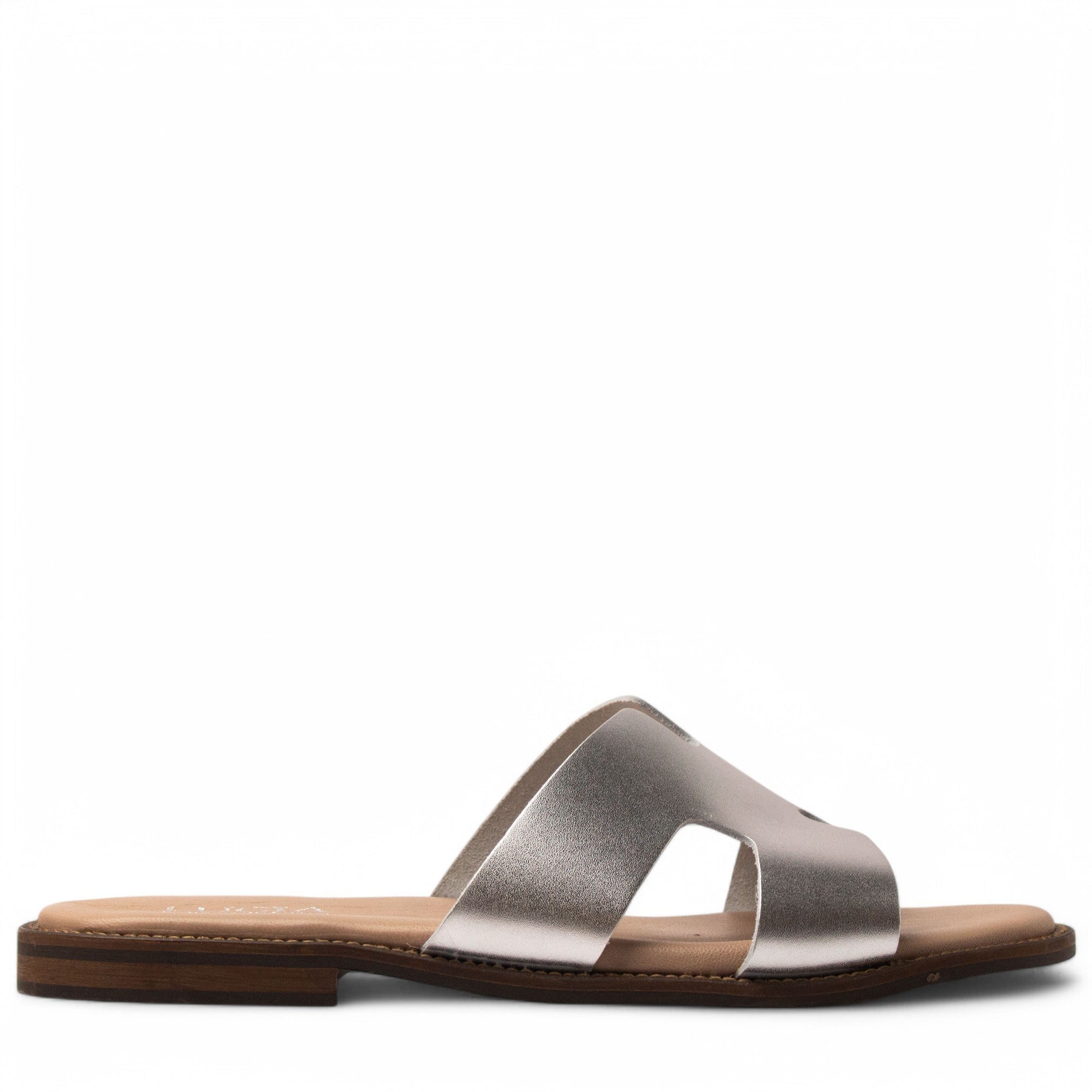 Women Silver Leather Slipper #3822