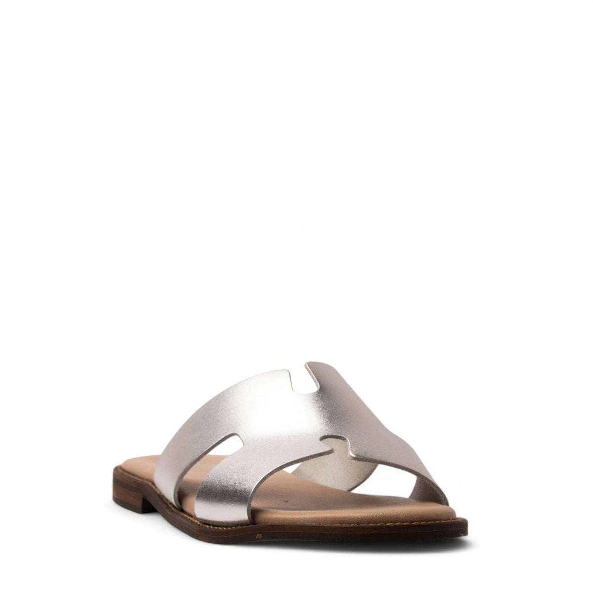 Women Silver Leather Slipper #3822