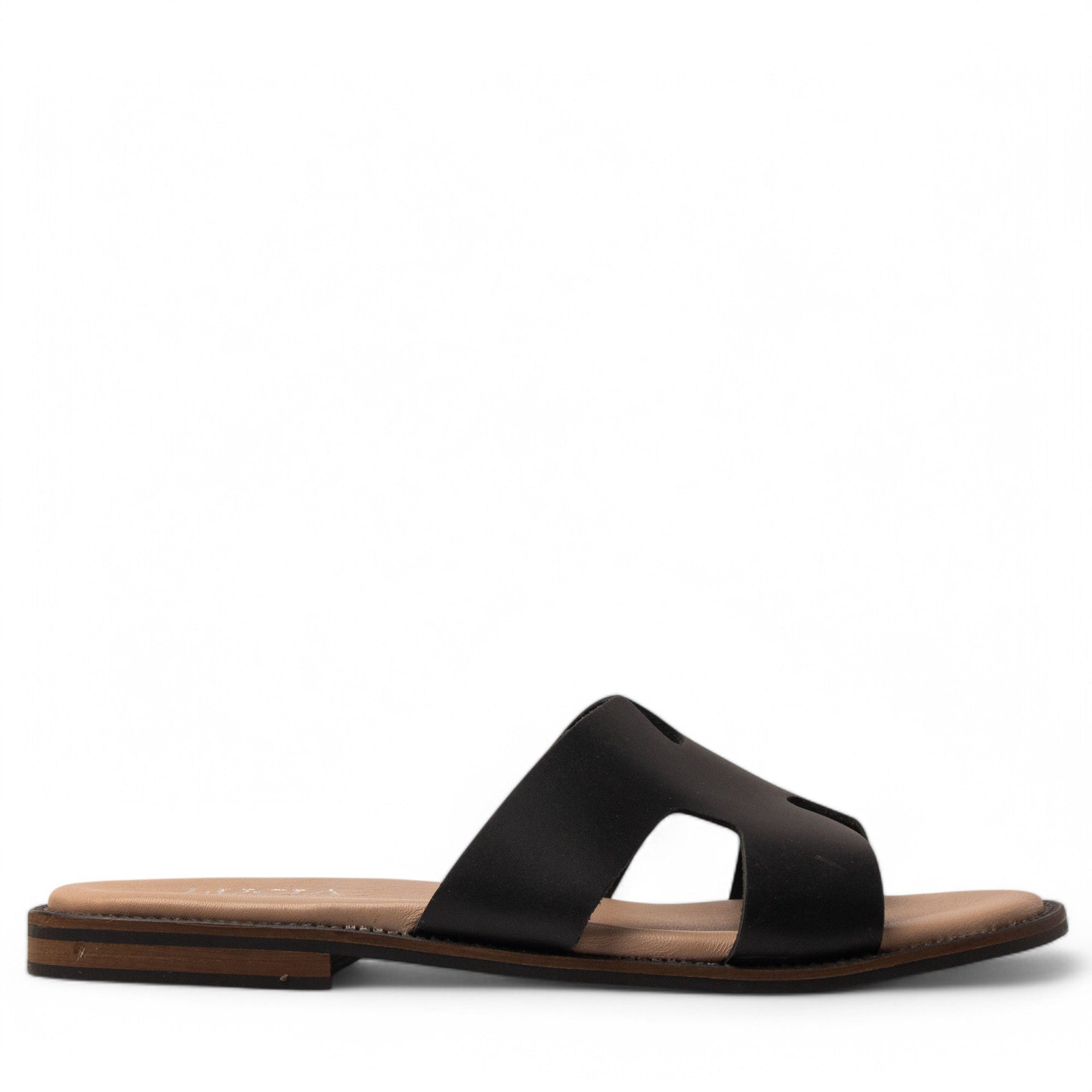 Women Black Leather Slipper #3823