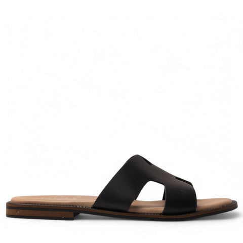 Women Black Leather Slipper #3823