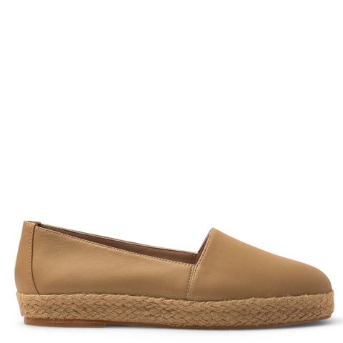 Women Beige Leather Espadrilles #3833