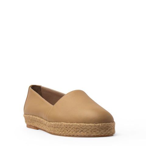 Women Beige Leather Espadrilles #3833