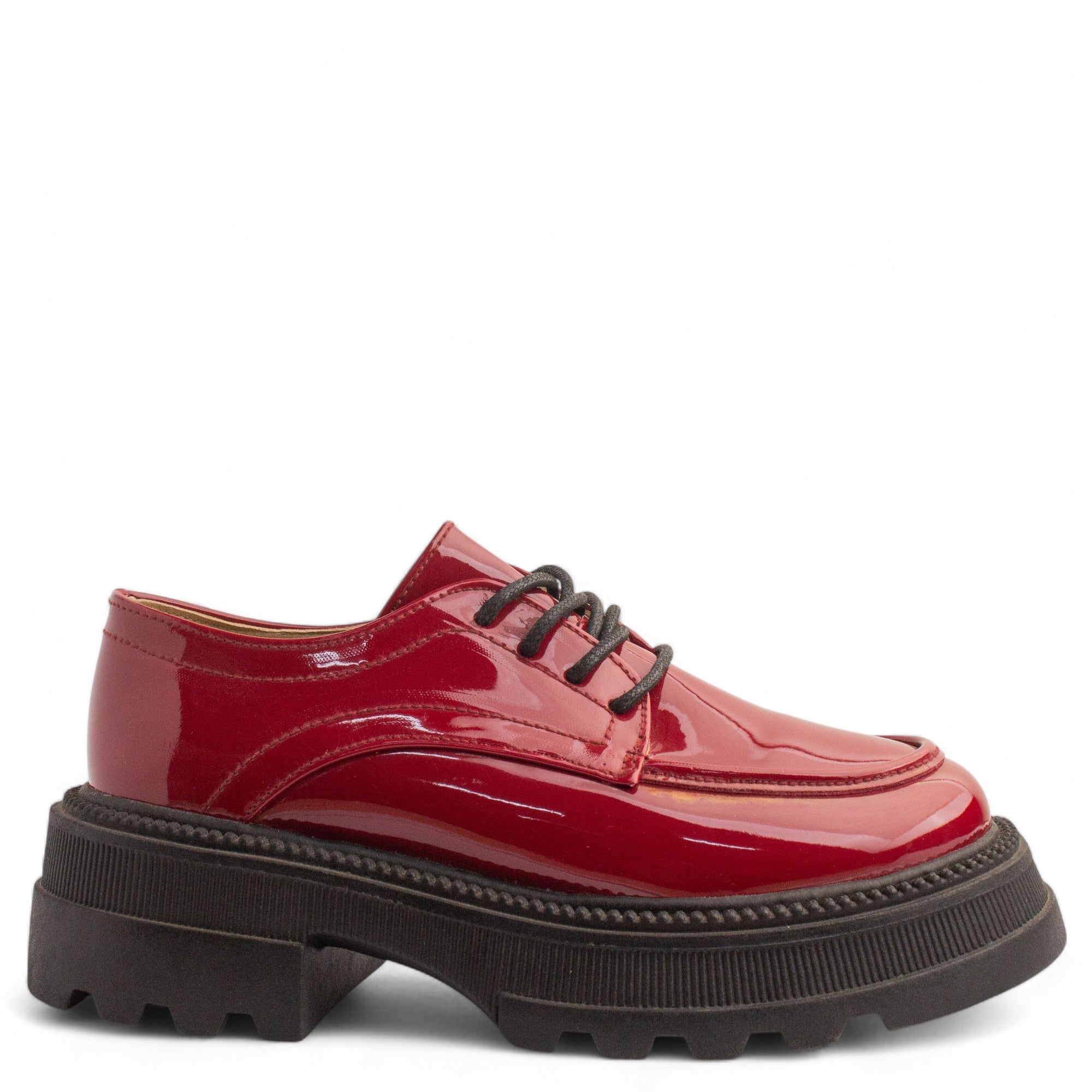 Women Maroon Vernis Leather Loafers #3836