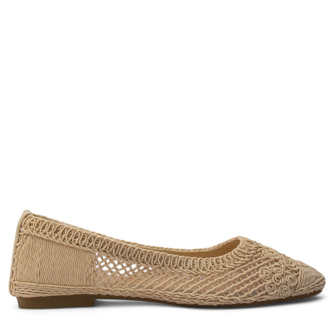 Europeon Union Women Beige Cloth Ballerina #3849