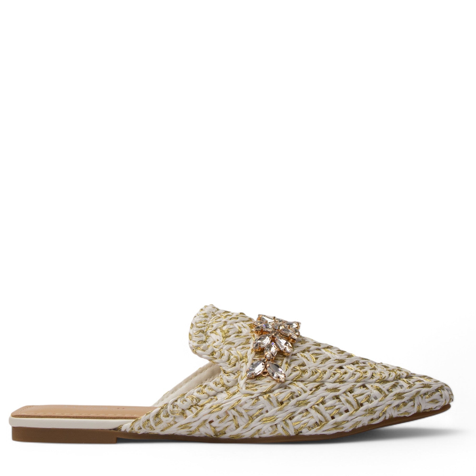 Europeon Union Women White Cloth Mules #3858